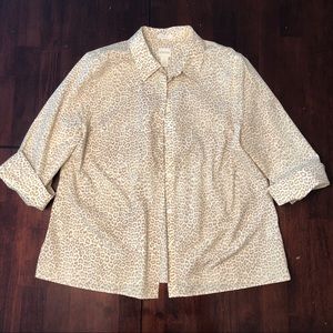 NO-IRON Leopard Print Button-Up Blouse